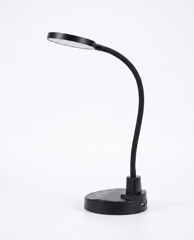 Lume base desk lamp with USB, studio on white