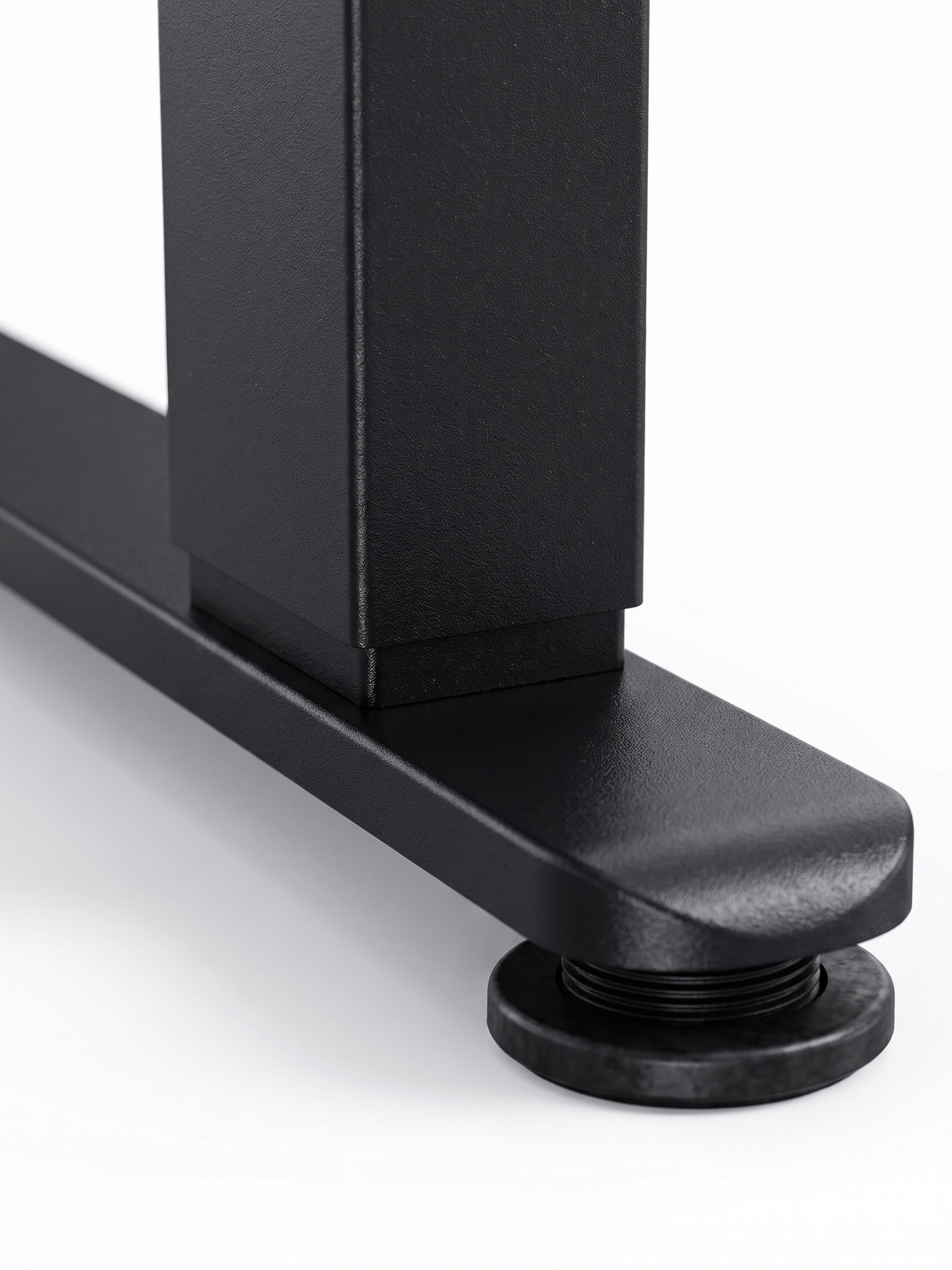 Altura steel T-foot and leveling glide, close-up