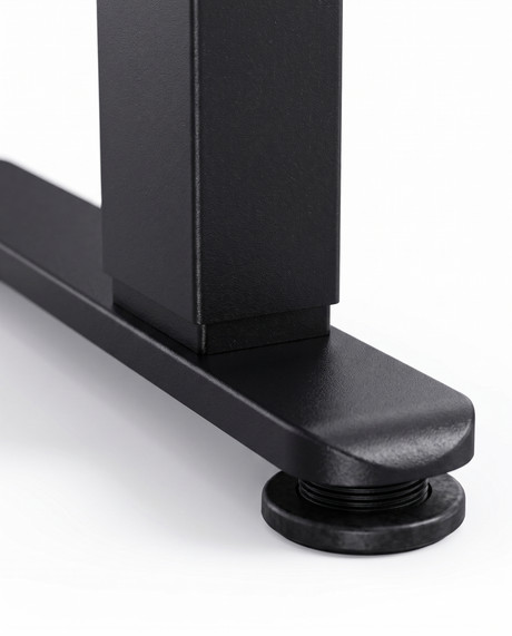 Altura steel T-foot and leveling glide, close-up