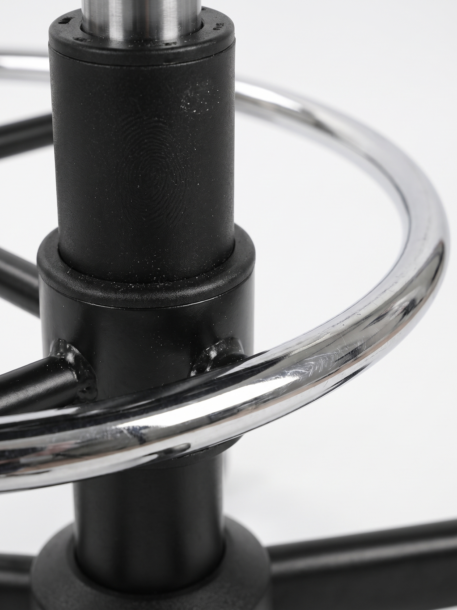 Perch chrome foot ring and column, close-up