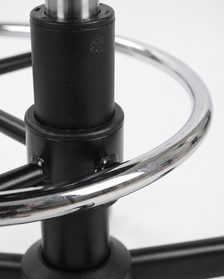Perch chrome foot ring and column, close-up