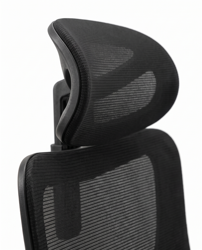 Aria headrest and upper mesh back, close-up