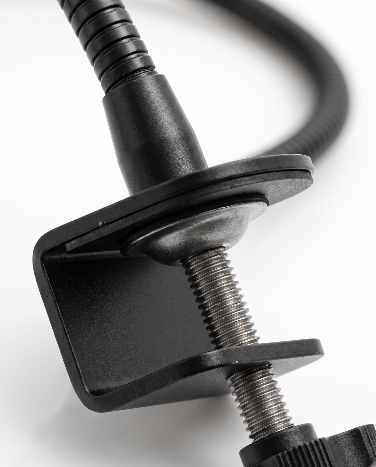 Solene desk clamp and gooseneck base, close-up