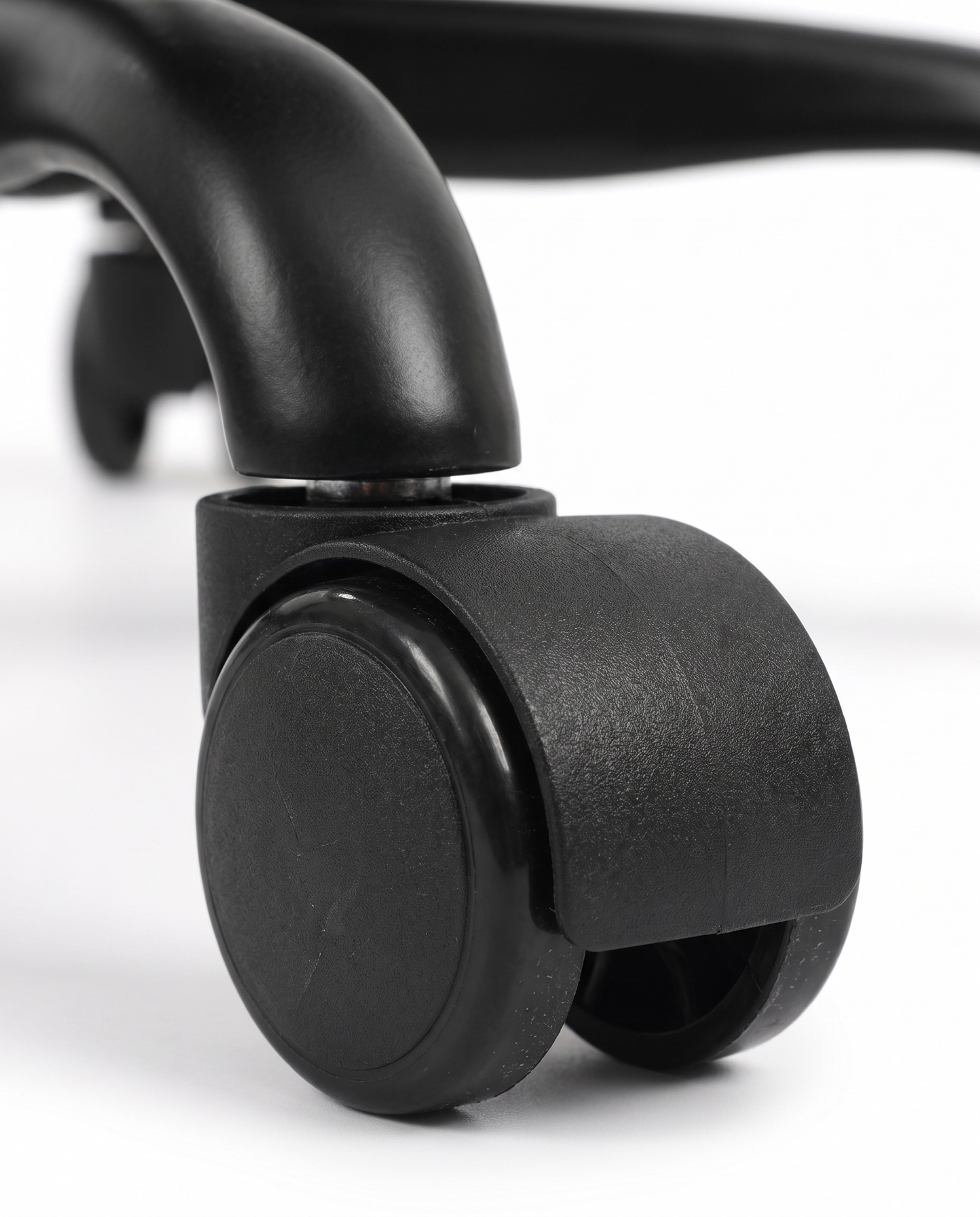 Perch caster wheel and five-star base, close-up