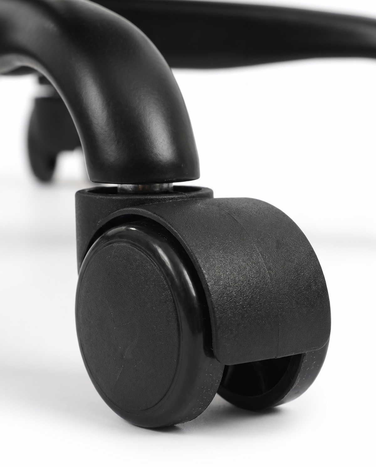 Perch caster wheel and five-star base, close-up