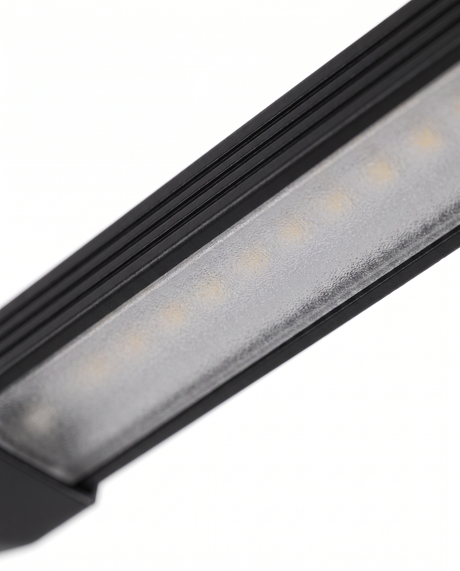 Arco light head underside LED strip, close-up