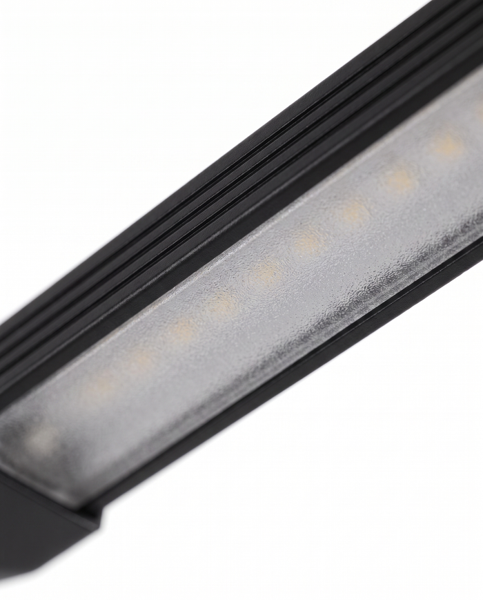 Arco light head underside LED strip, close-up