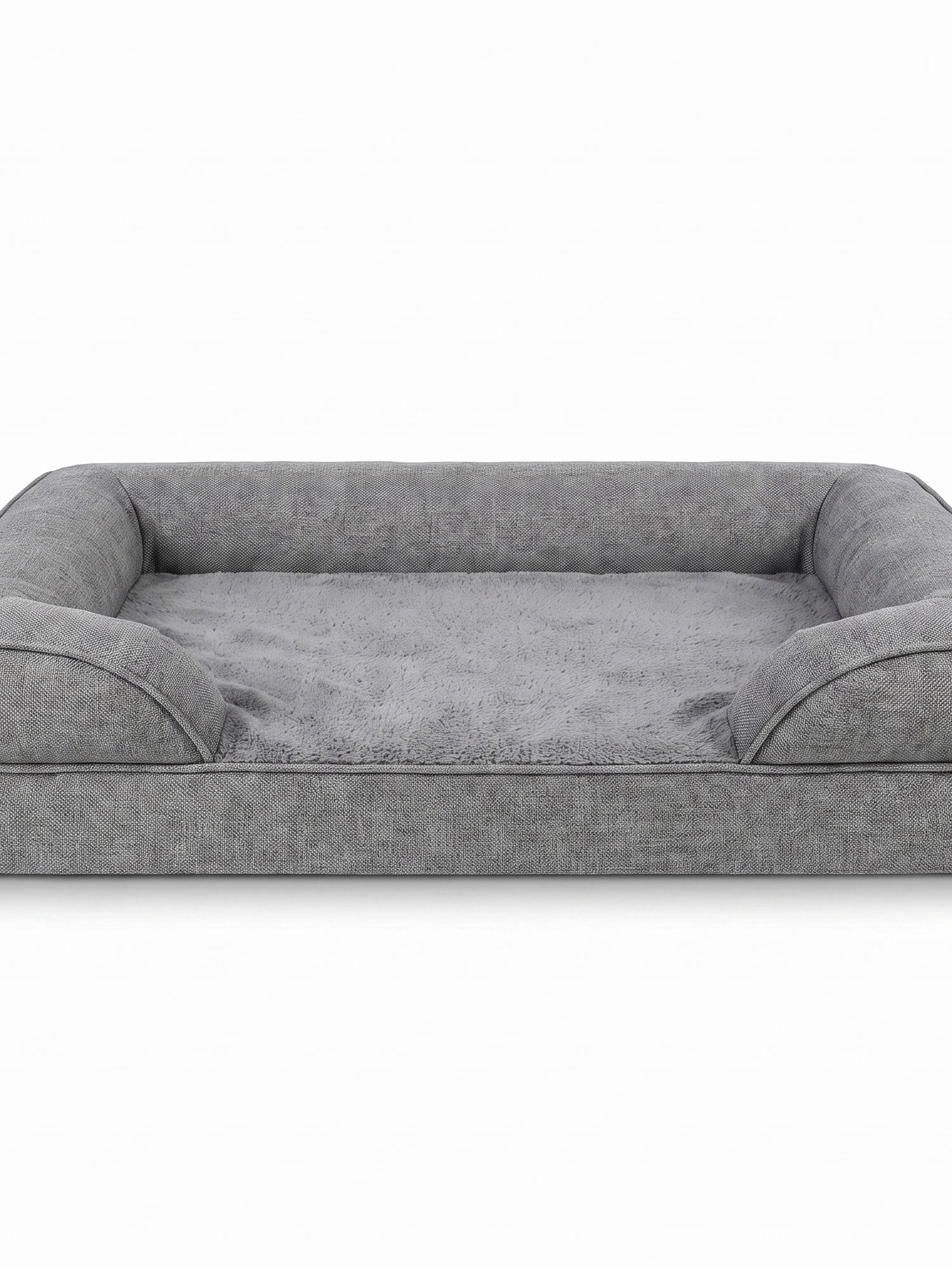 Cove orthopedic bolster dog bed, grey, studio on white