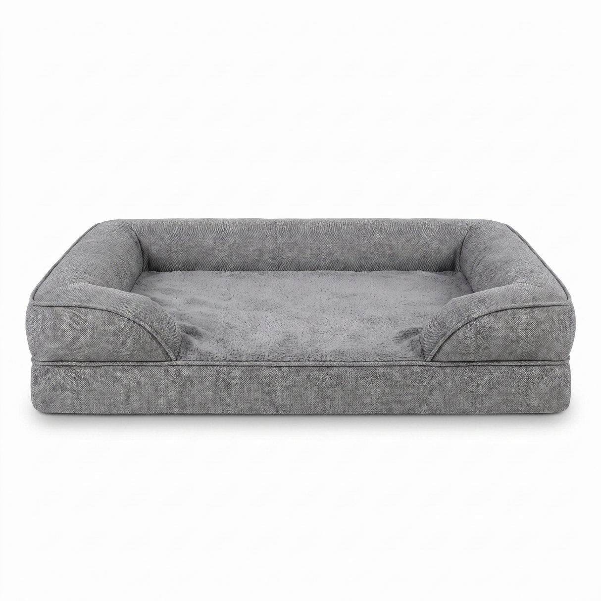 Cove orthopedic bolster dog bed, grey, studio on white