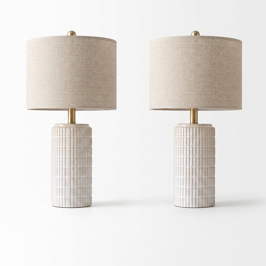 Della ceramic table lamp set of 2, studio on white