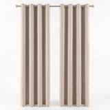 Linden beige blackout linen curtains, studio on white