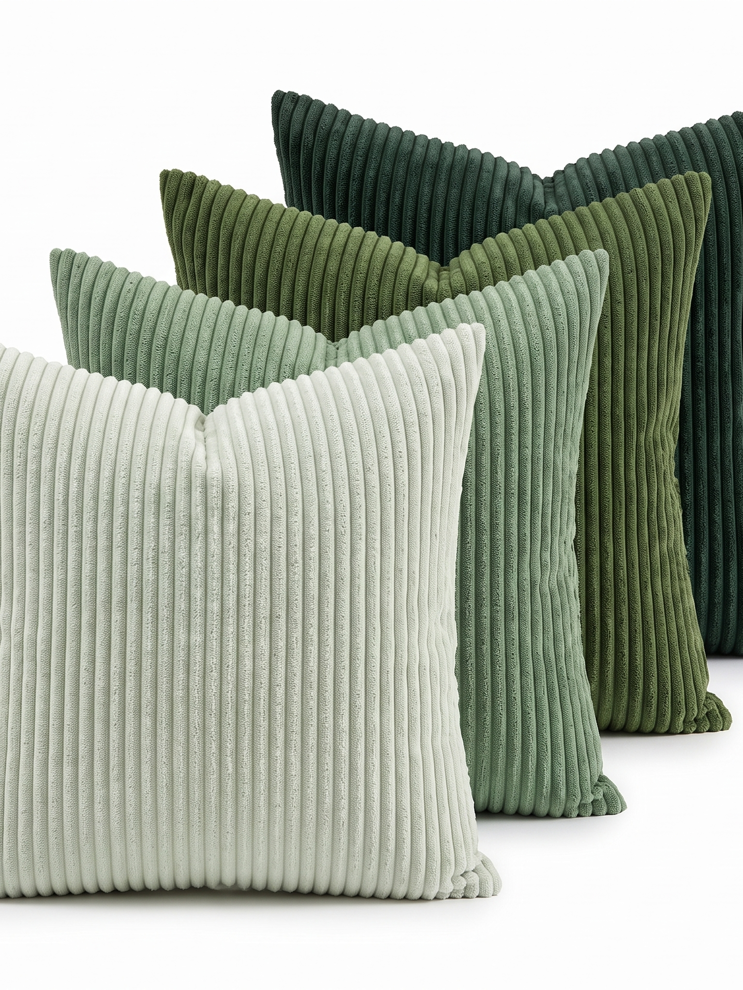 Sorrel sage corduroy throw pillow covers set of 4, studio on white