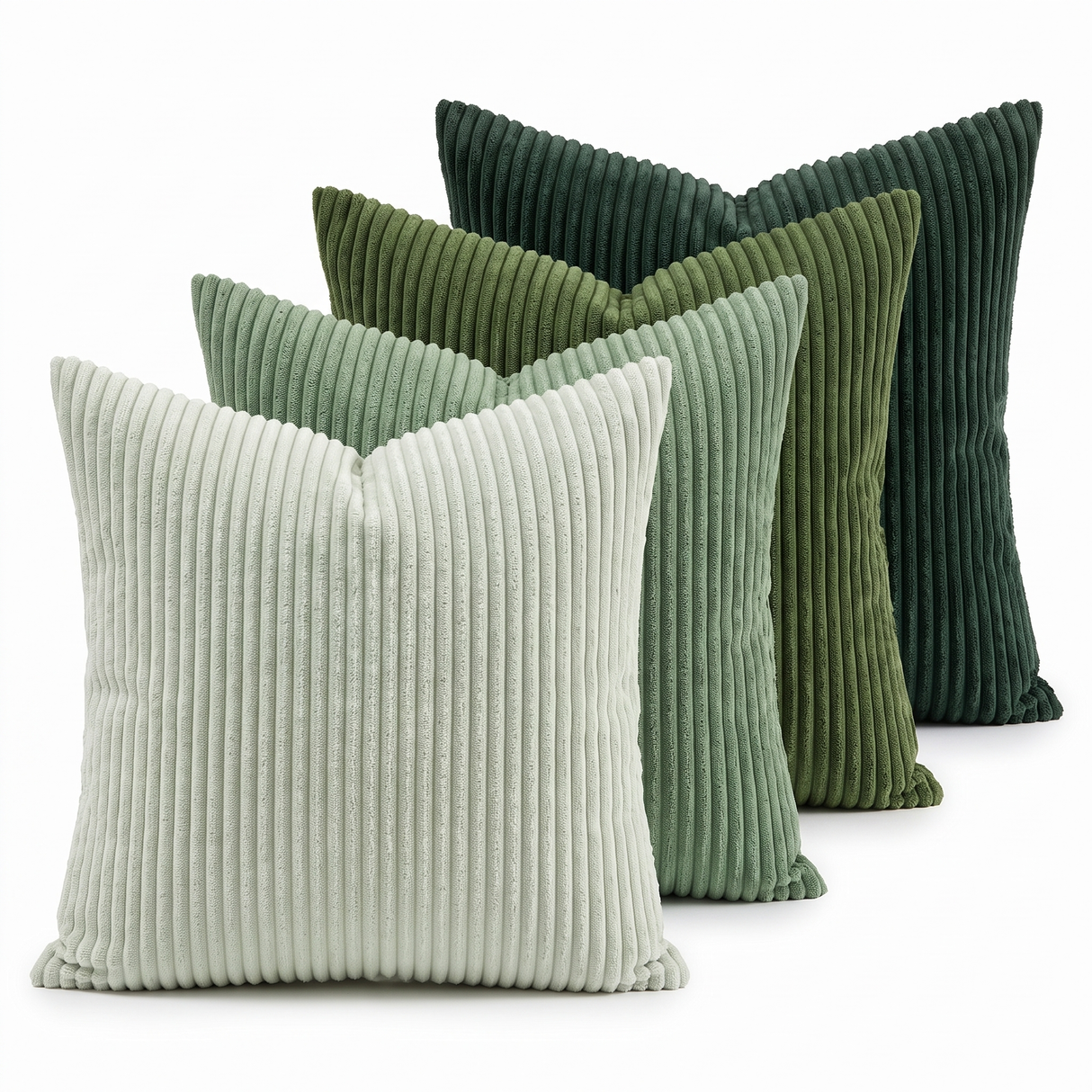 Sorrel sage corduroy throw pillow covers set of 4, studio on white