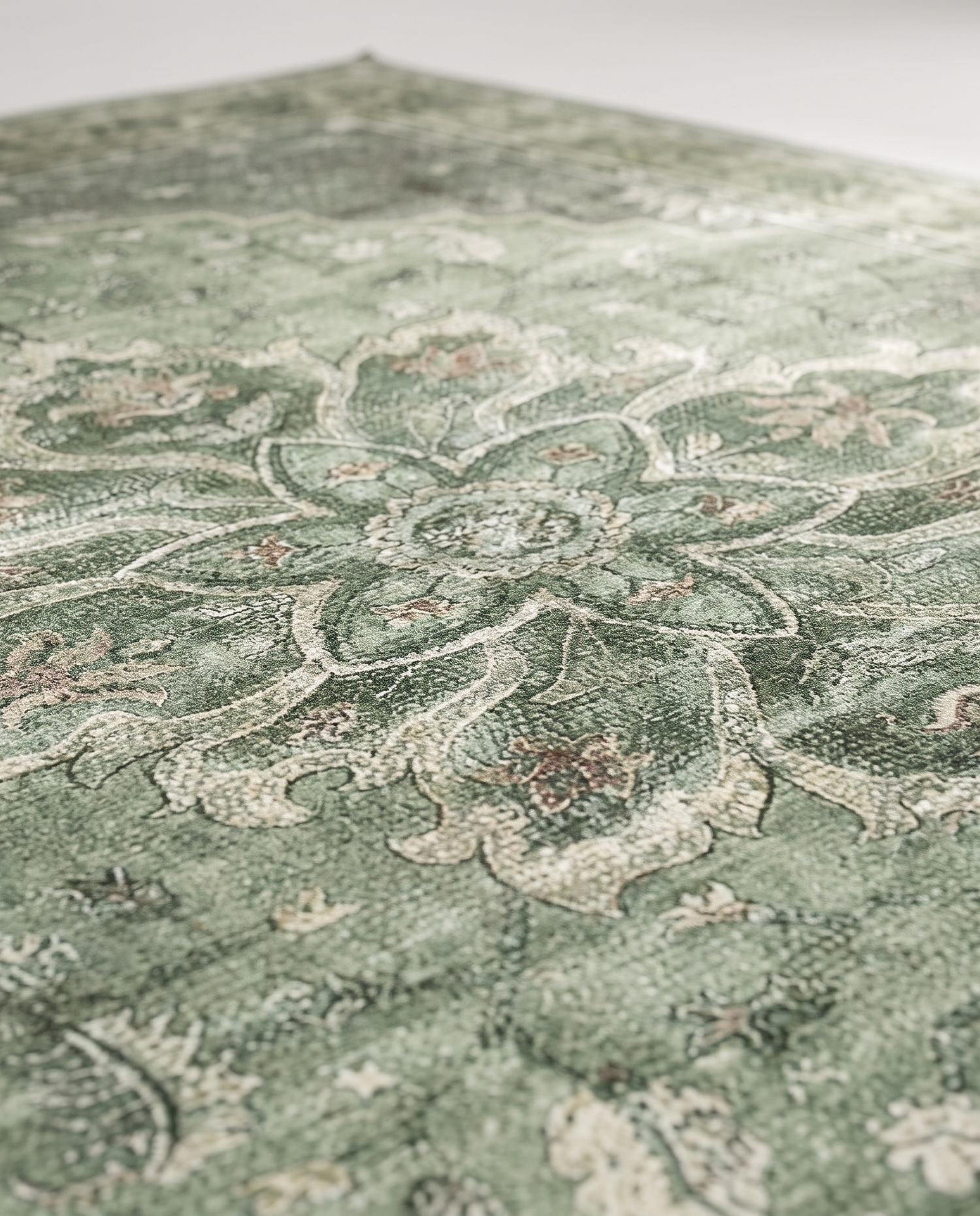 Juniper rug central medallion detail, close-up on white
