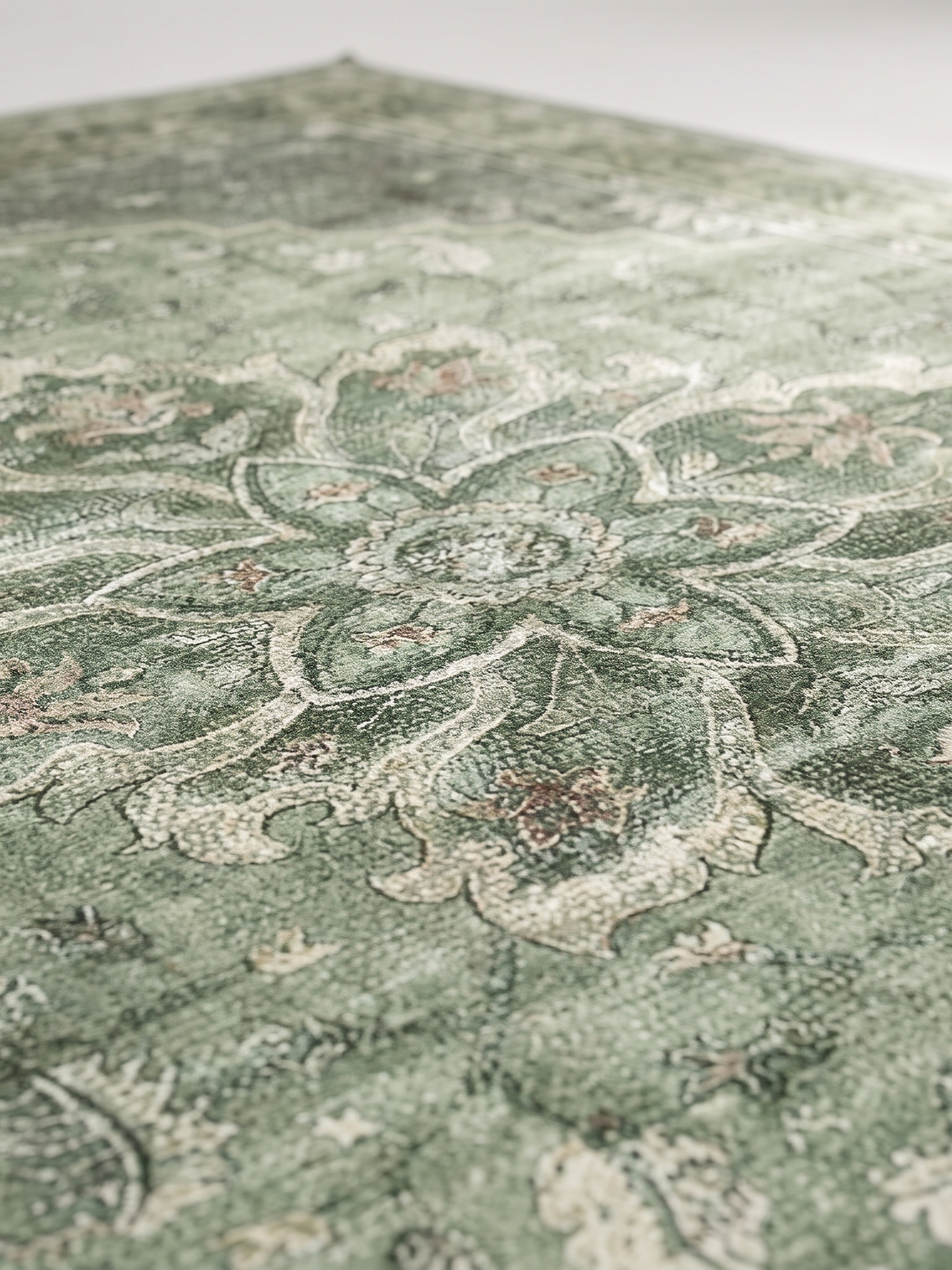 Juniper rug central medallion detail, close-up on white