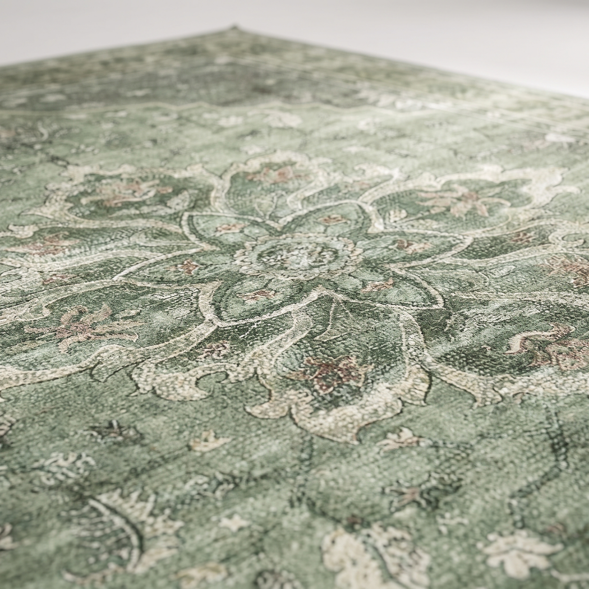 Juniper rug central medallion detail, close-up on white