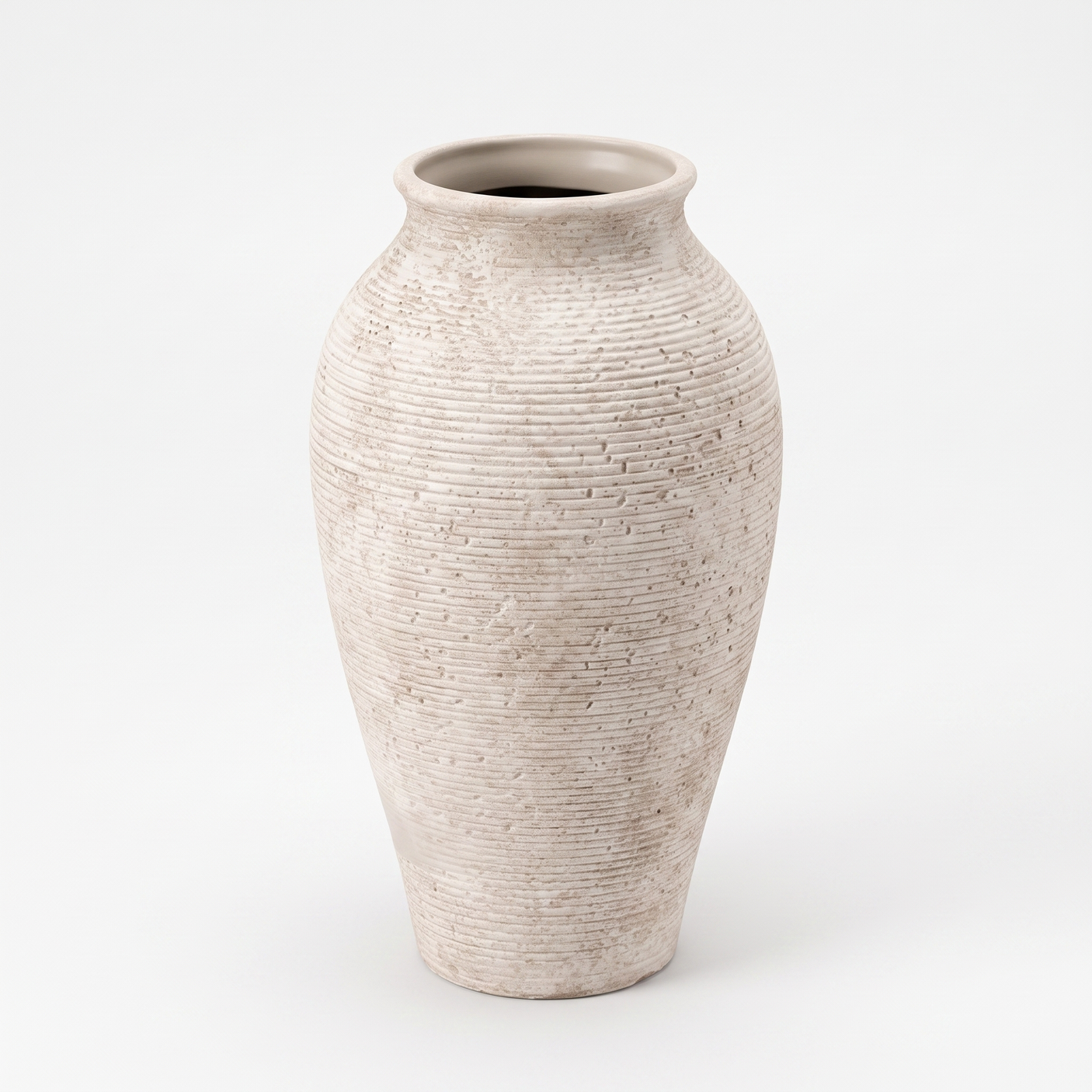 Willa ribbed ceramic vase, studio on white