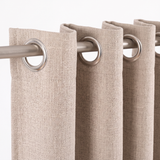 Linden curtain grommet header, close-up on white