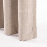 Linden curtain bottom hem, close-up on white