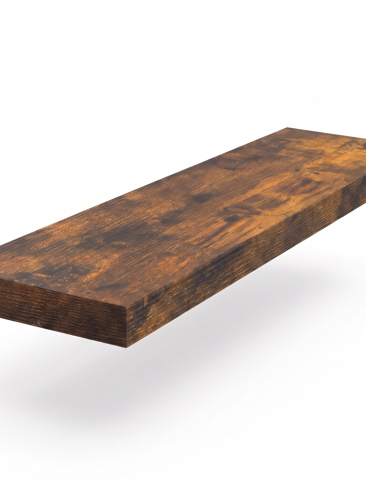 Ridge single rustic wood shelf, studio on white