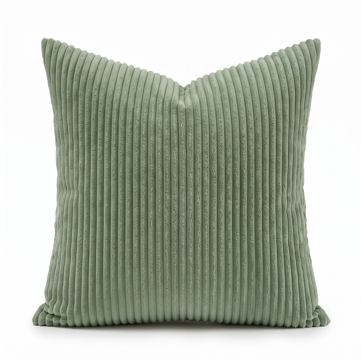 Sorrel single sage corduroy pillow, studio on white