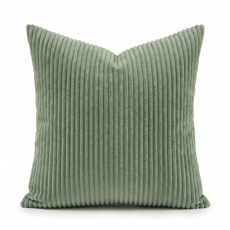 Sorrel single sage corduroy pillow, studio on white