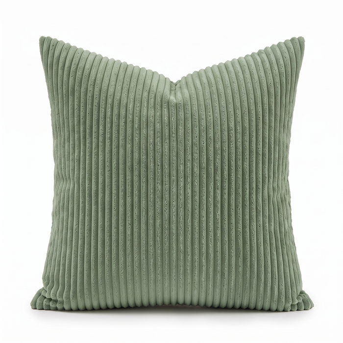 Sorrel single sage corduroy pillow, studio on white
