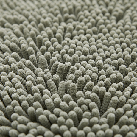 Pebble chenille shag pile texture, close-up on white