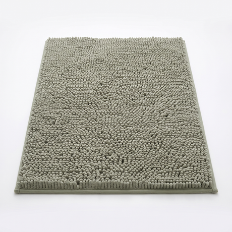 Pebble single sage chenille bath mat, studio on white