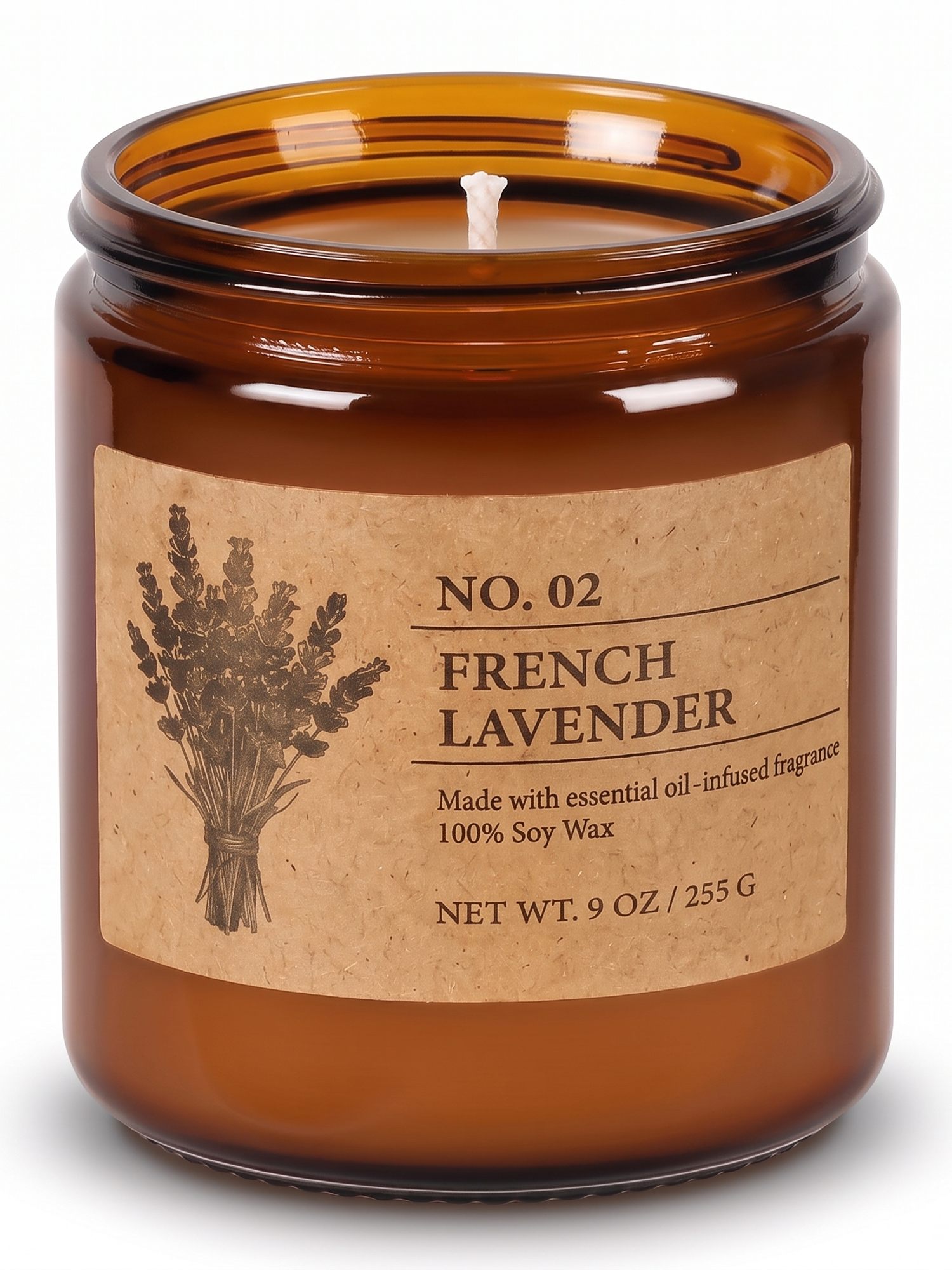 Hearth single amber soy candle jar, studio on white