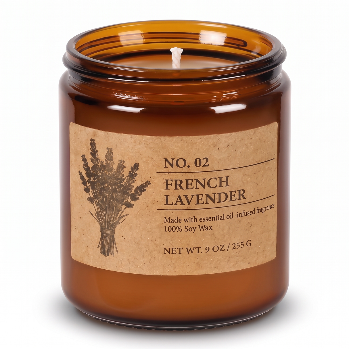 Hearth single amber soy candle jar, studio on white
