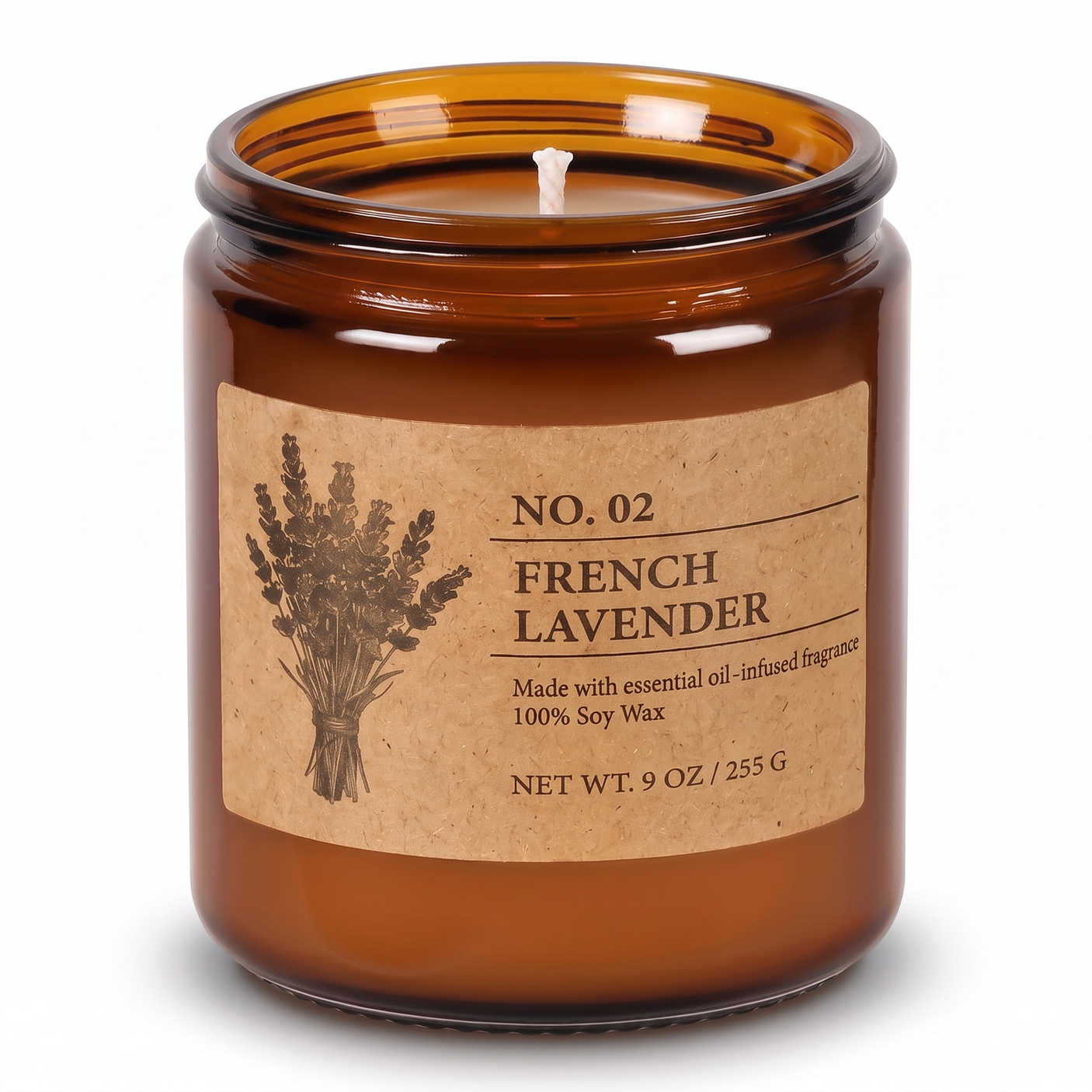 Hearth single amber soy candle jar, studio on white