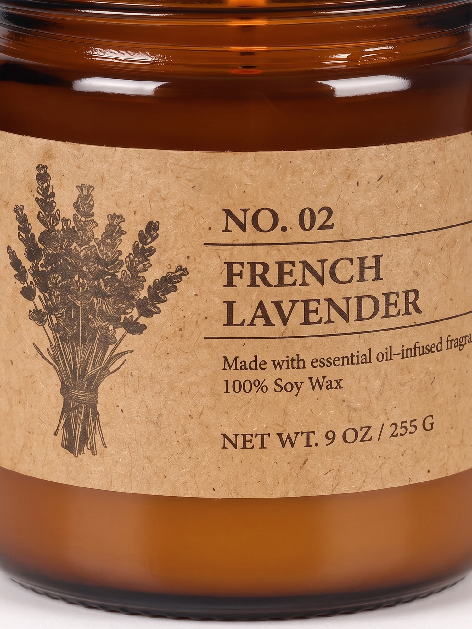 Hearth candle kraft apothecary label, close-up on white
