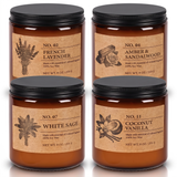 Hearth soy candle set of 4 with lids, studio on white
