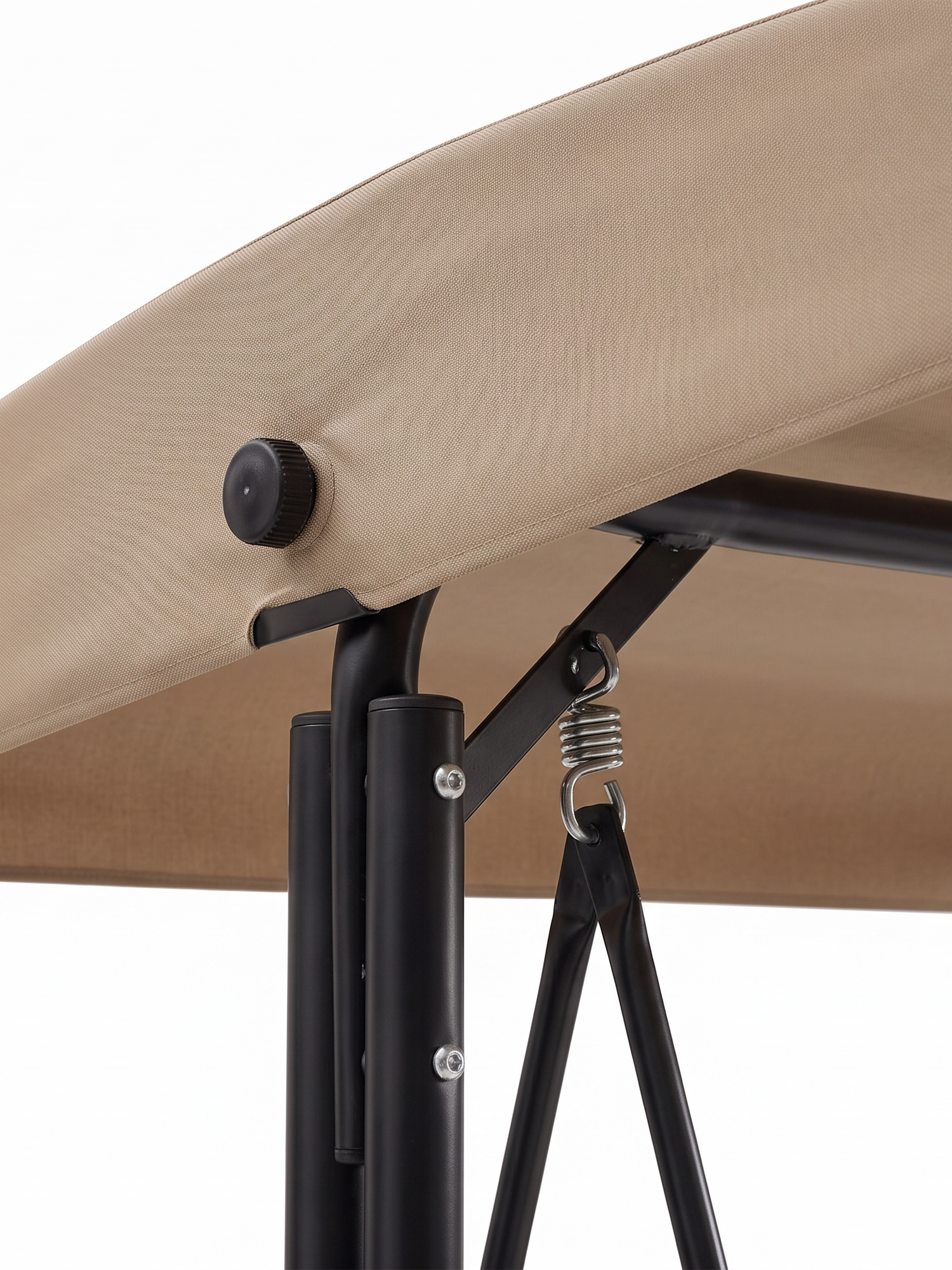 Barcelona swing adjustable canopy detail, close-up on white