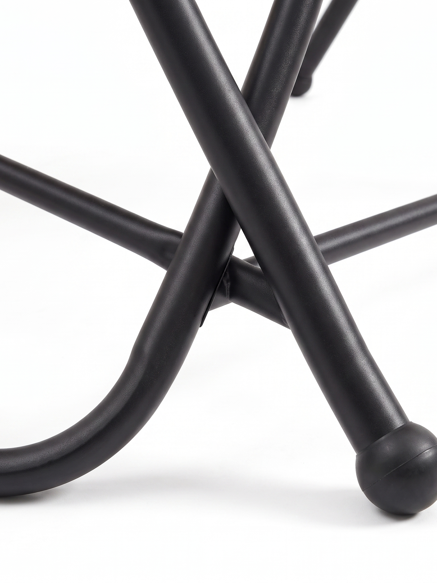 Barcelona swing steel A-frame base, close-up on white