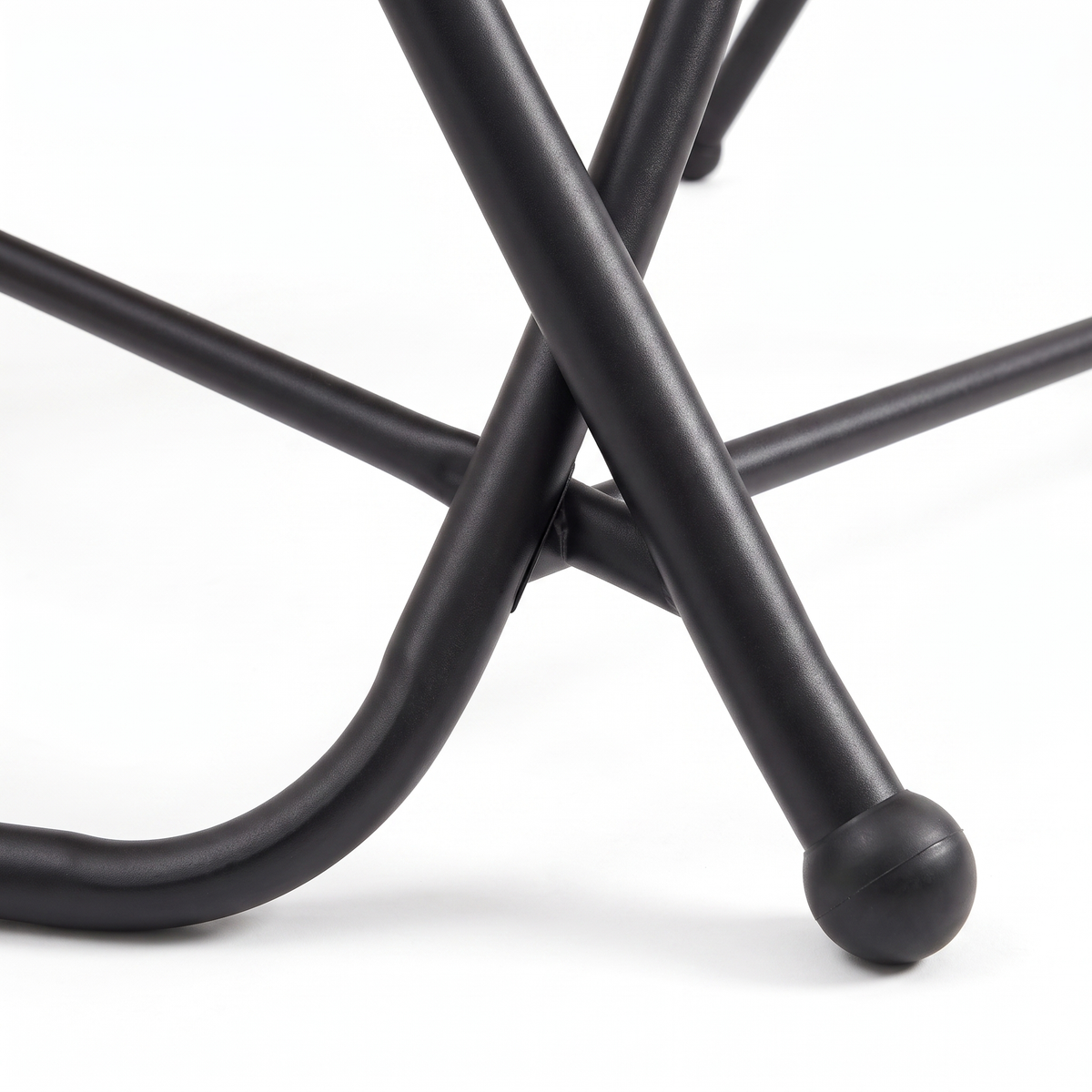 Barcelona swing steel A-frame base, close-up on white