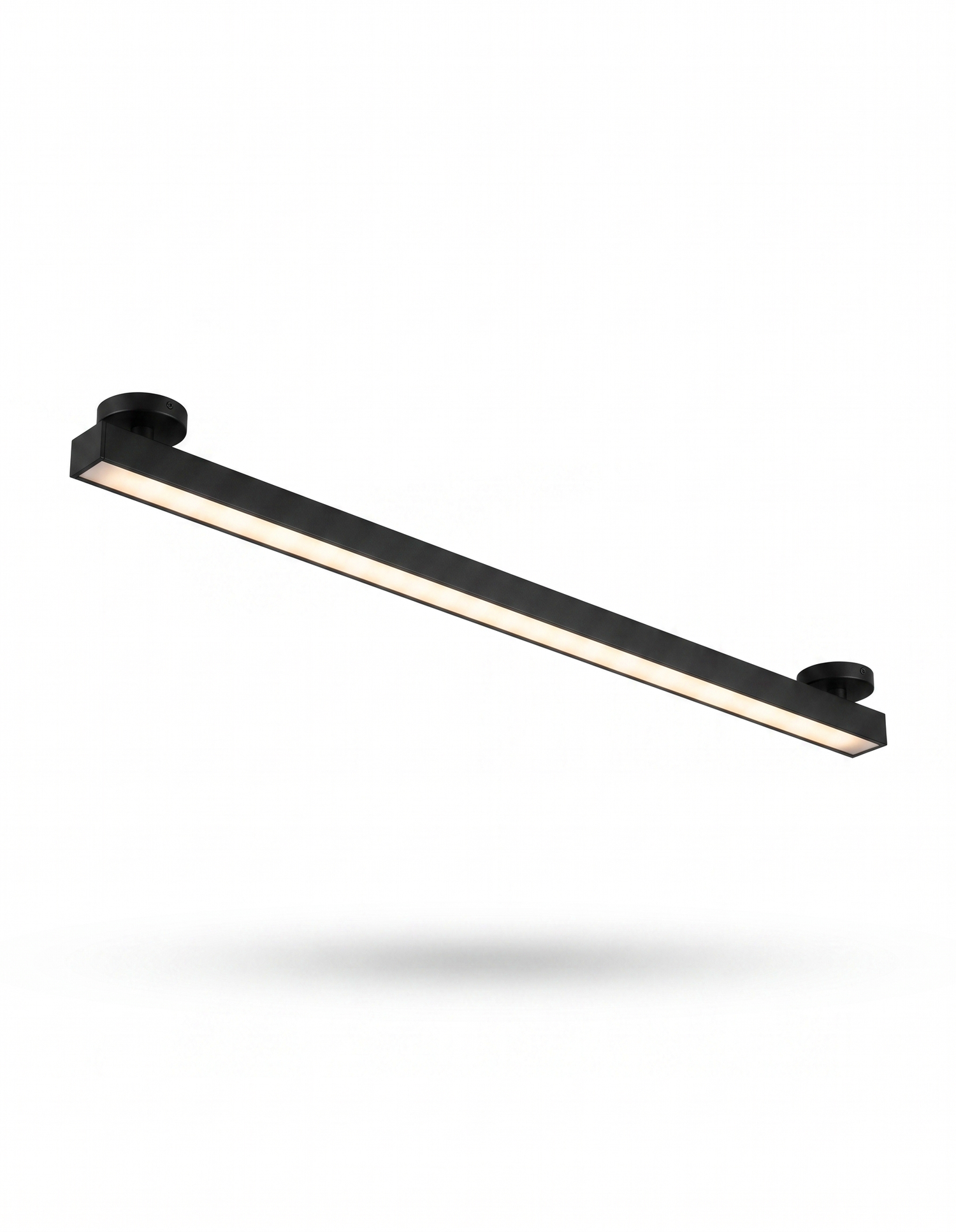 Skyline linear LED ceiling light, black, studio on white