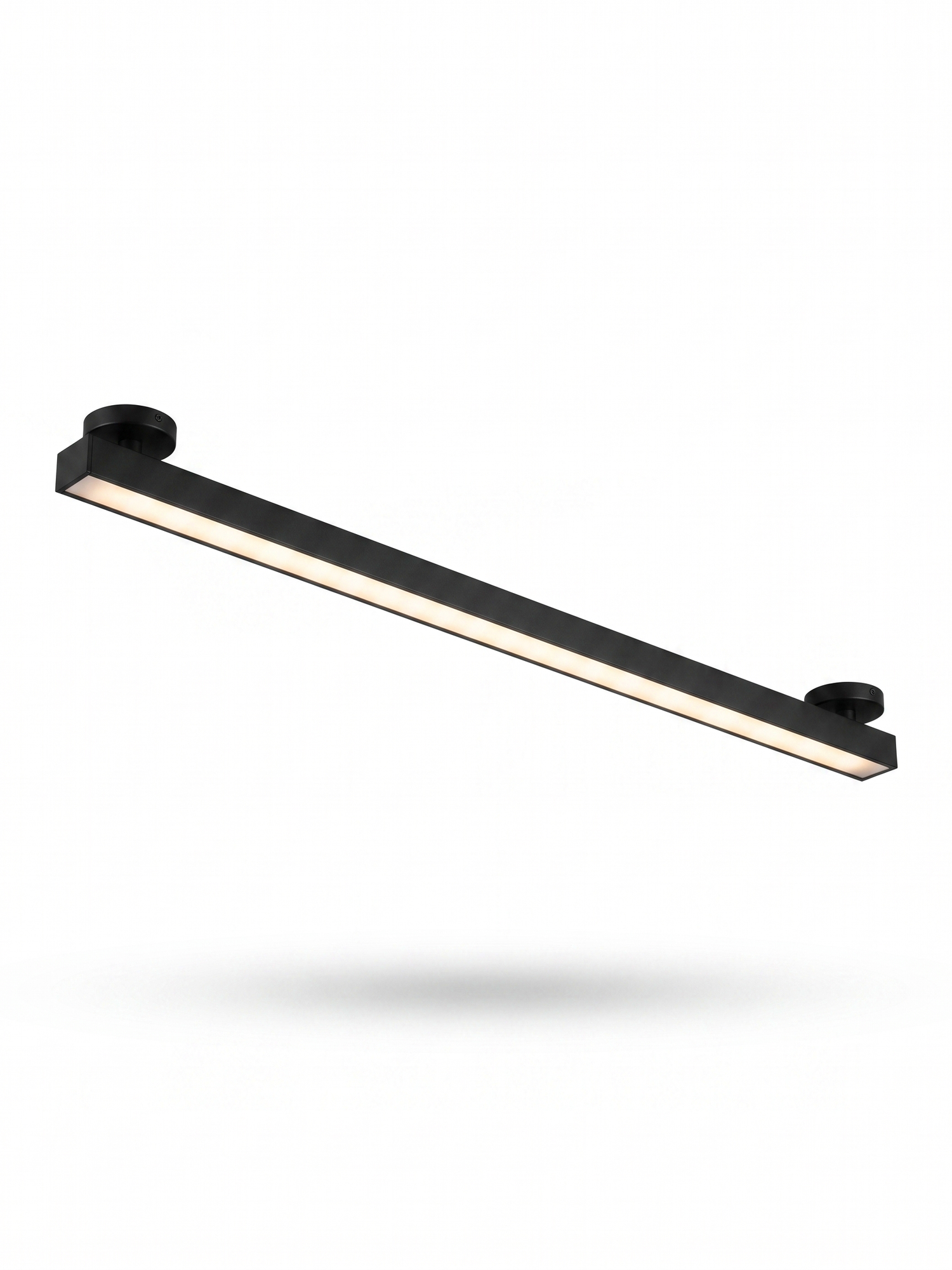 Skyline linear LED ceiling light, black, studio on white
