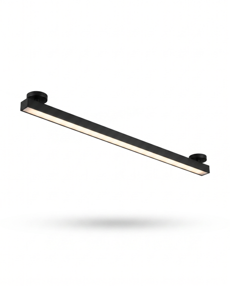 Skyline linear LED ceiling light, black, studio on white