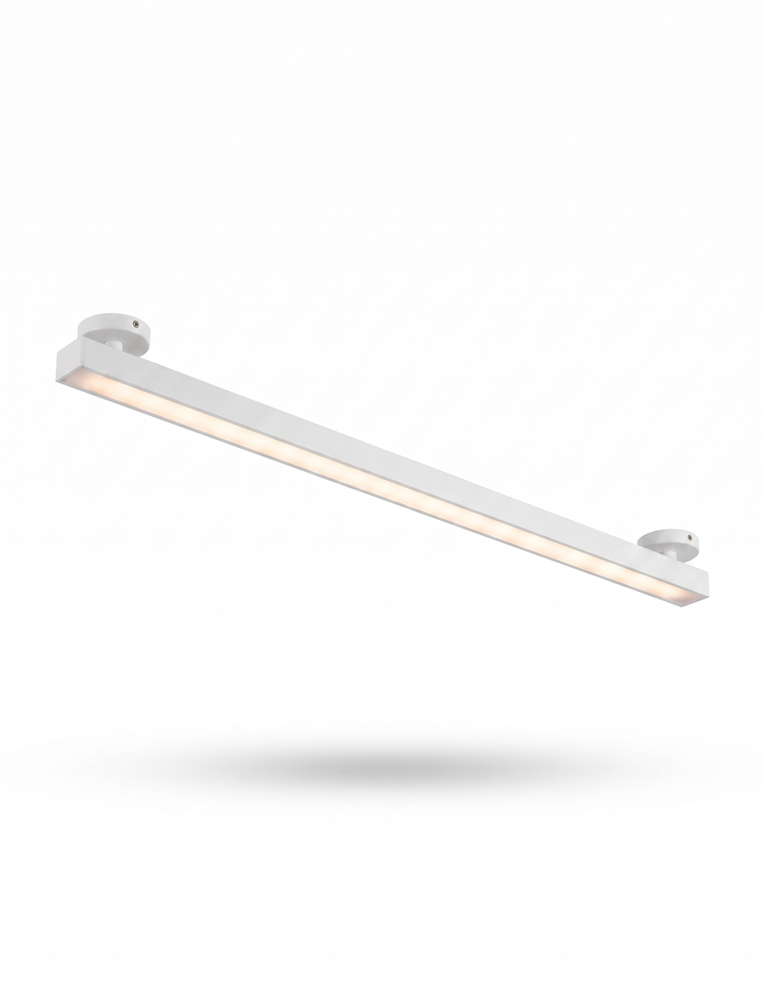Skyline linear LED ceiling light, white finish, studio on white