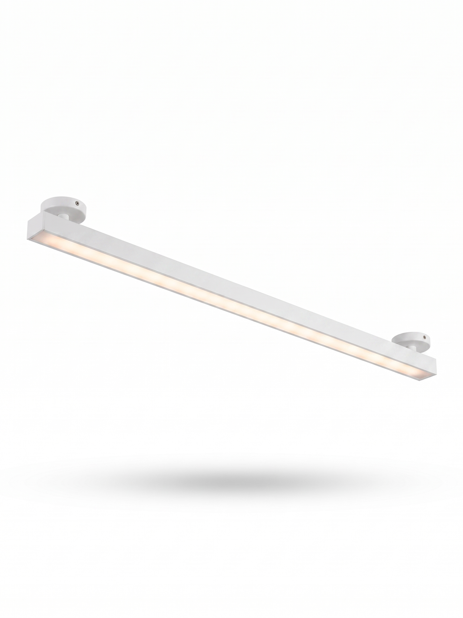 Skyline linear LED ceiling light, white finish, studio on white