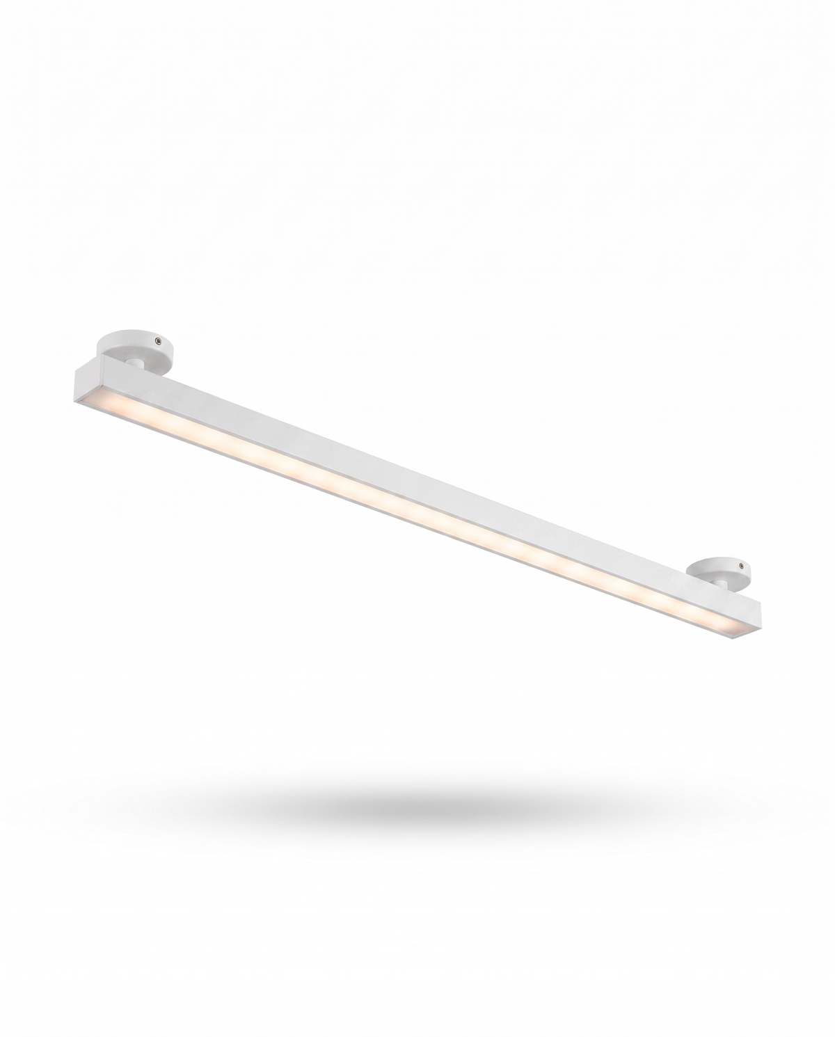 Skyline linear LED ceiling light, white finish, studio on white