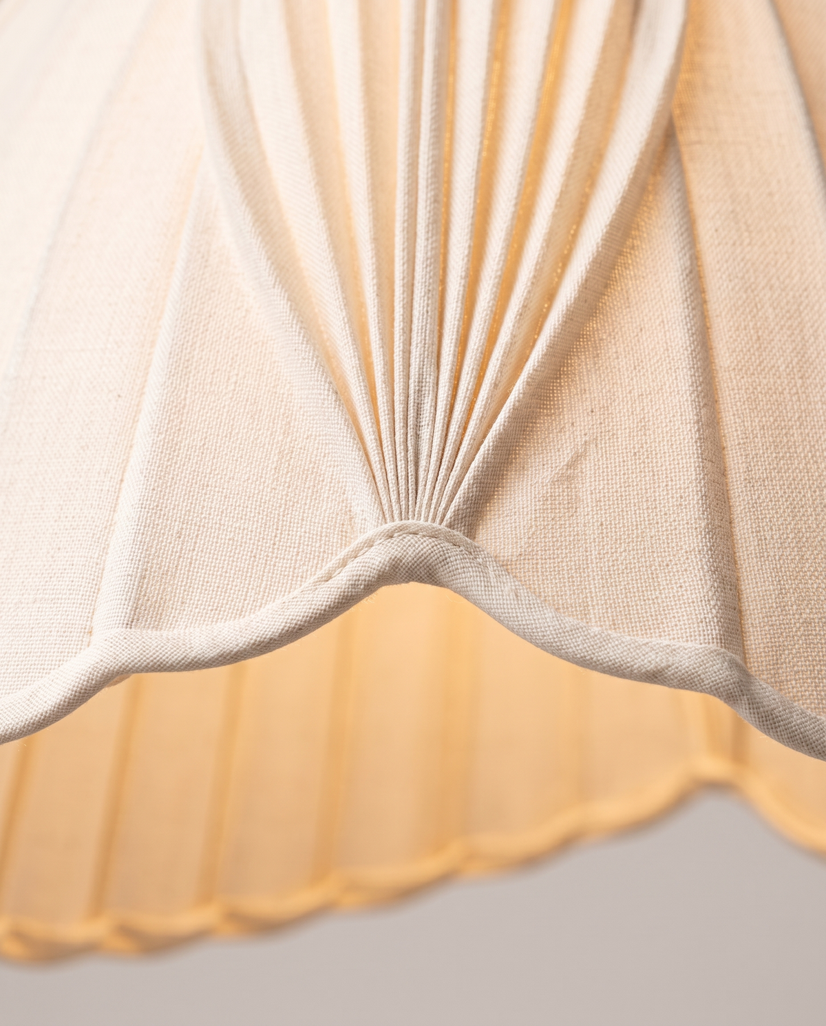 Arcadia pleated scalloped shade, close-up on white