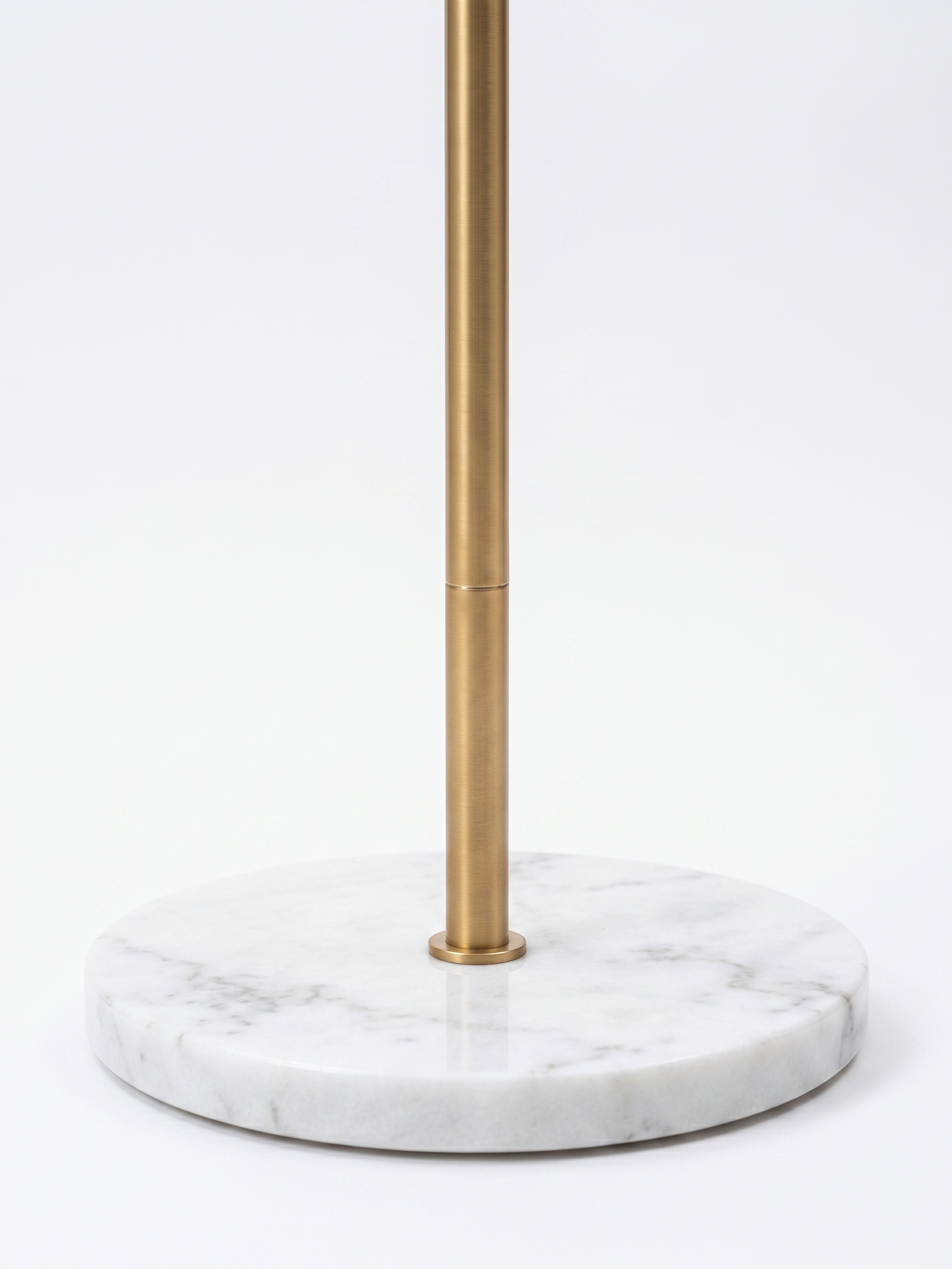 Arcadia marble base and brass pole, close-up on white
