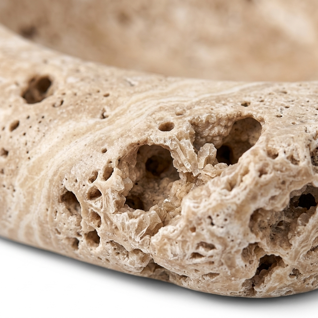 Porous travertine stone texture detail