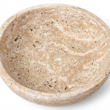 Shallow travertine bowl interior detail