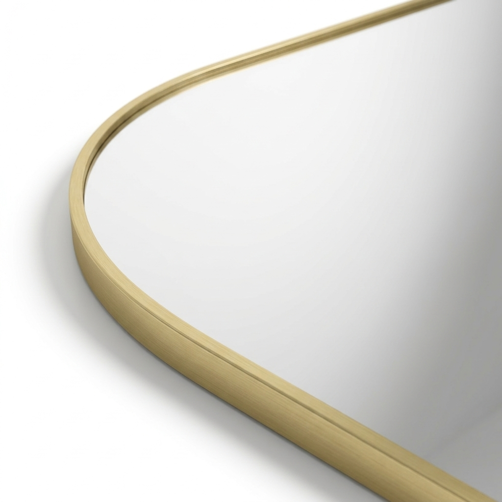 Arched top slim gold frame detail