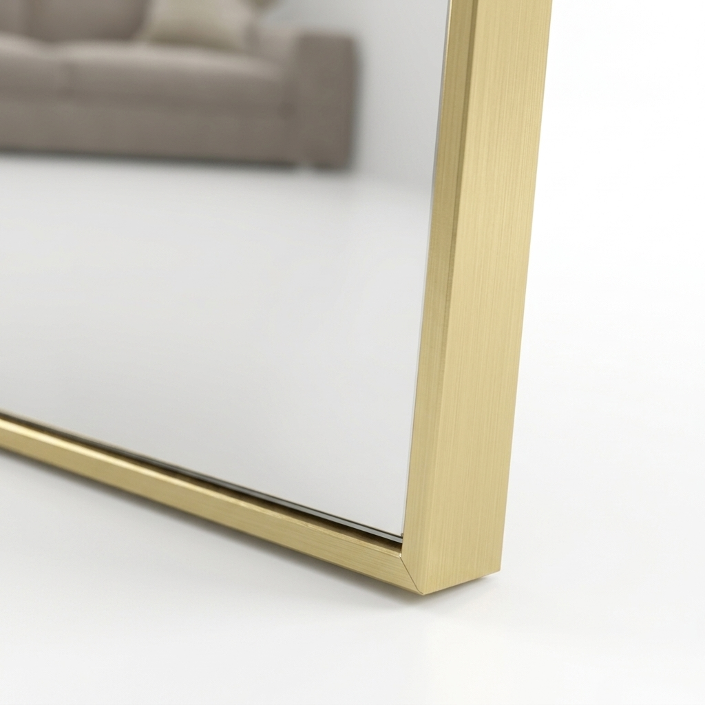 Slim brushed-gold frame edge profile detail