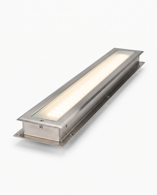 Rill recessed in-ground LED strip light, studio on white
